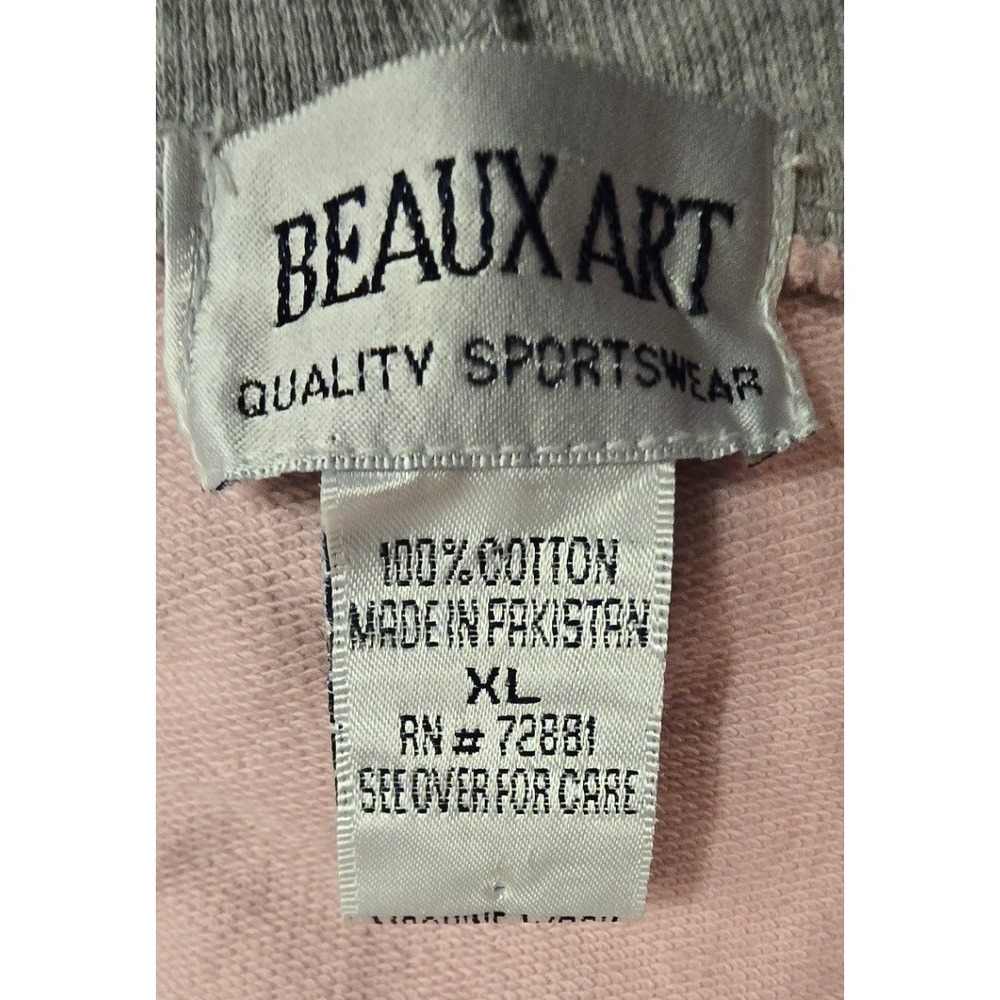 Beaux Art Pink Gray Cotton Full Zip Hoodie and Pants Tracksuit Set XL - Picture 8 of 14